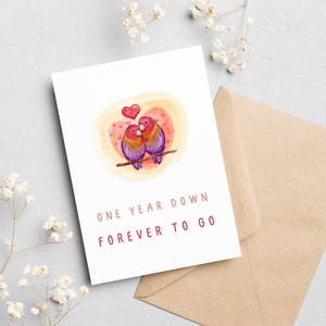 Un año después, tarjeta para el primer aniversario, tarjeta para el primer aniversario, primer año juntos, un año juntos, descarga instantánea