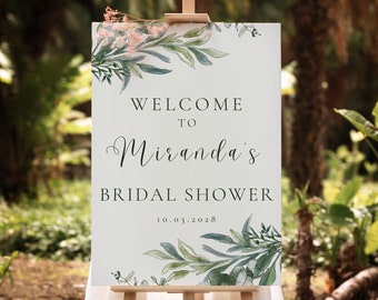Eucalyptus Bridal Shower Welcome Sign, Greenery Printable Bridal Shower Welcome Template, Floral Bridal Shower Welcome Sign, FOREST