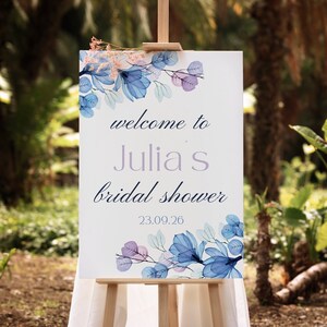 Floral Bridal Shower Welcome Sign, Printable Bridal Shower Welcome Template, Modern Bridal Shower Welcome Sign, VIOLET