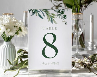 Eucalyptus Wedding Table Number Sign Template, Greenery Table Numbers, Boho Table Numbers Sign DIY, Modern Reception Table Numbers, FOREST