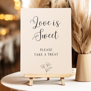 Minimalist Favor Sign Printable, Love is Sweet Take a Treat Sign, Please Take One, Print Ready Bridal Shower Bachelorette Favor Sign, SCRIPT
