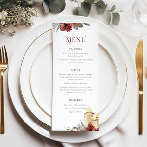 Szablon karty menu świątecznego, menu świąteczne DIY, drukowane zielone menu świąteczne, szablon karty świątecznej, menu DIY na święta