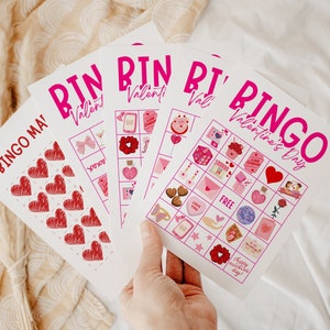 Valentine&#39;s Day Bingo, Bingo Valentine&#39;s Day Game, Printable Galentine&#39;s Day Party Game, Editable Valentine Adults & Kids Bingo Game