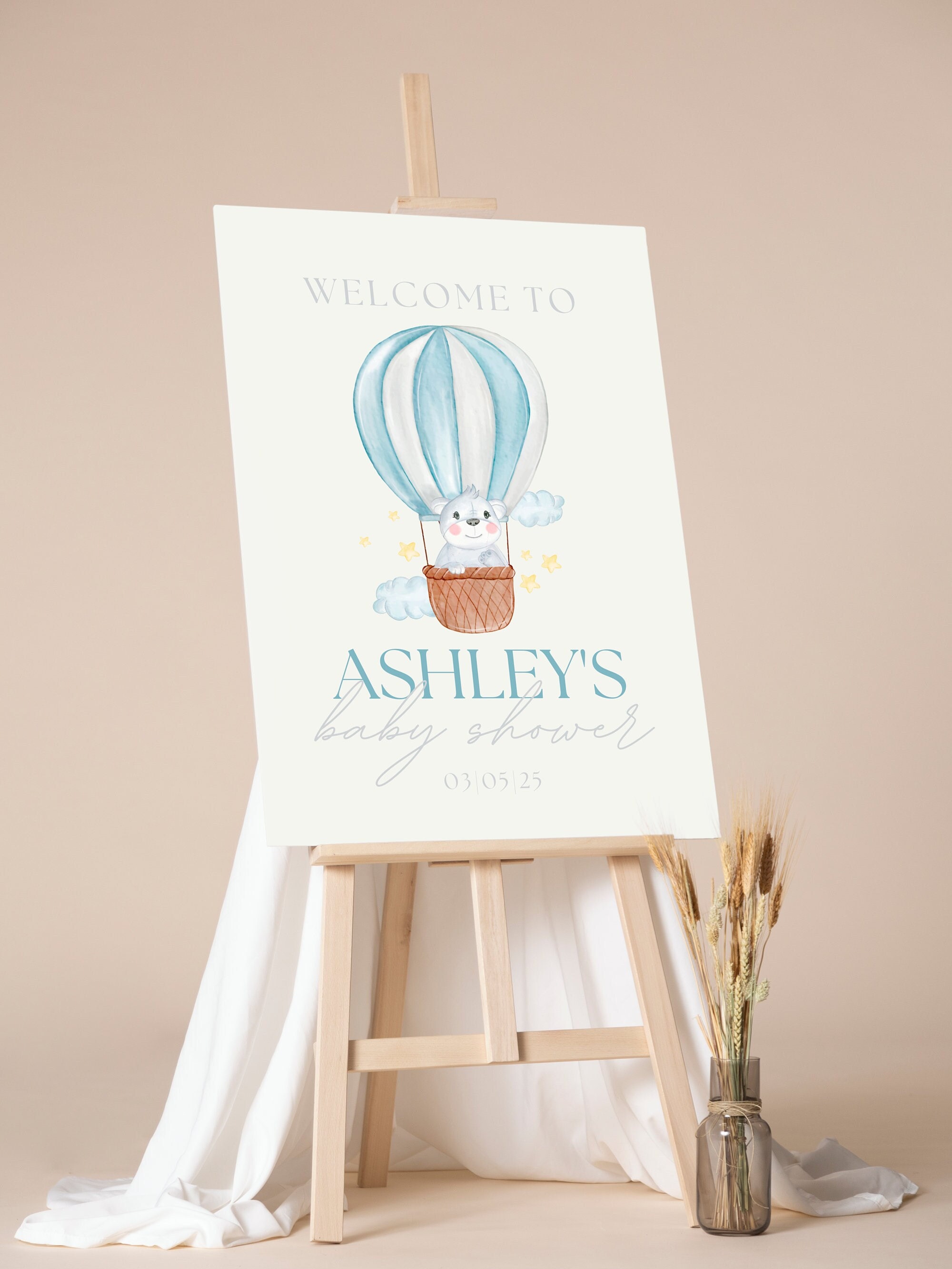 Hot Air Balloon Boy Baby Shower Welcome Sign, Boy Shower Welcome Sign ...