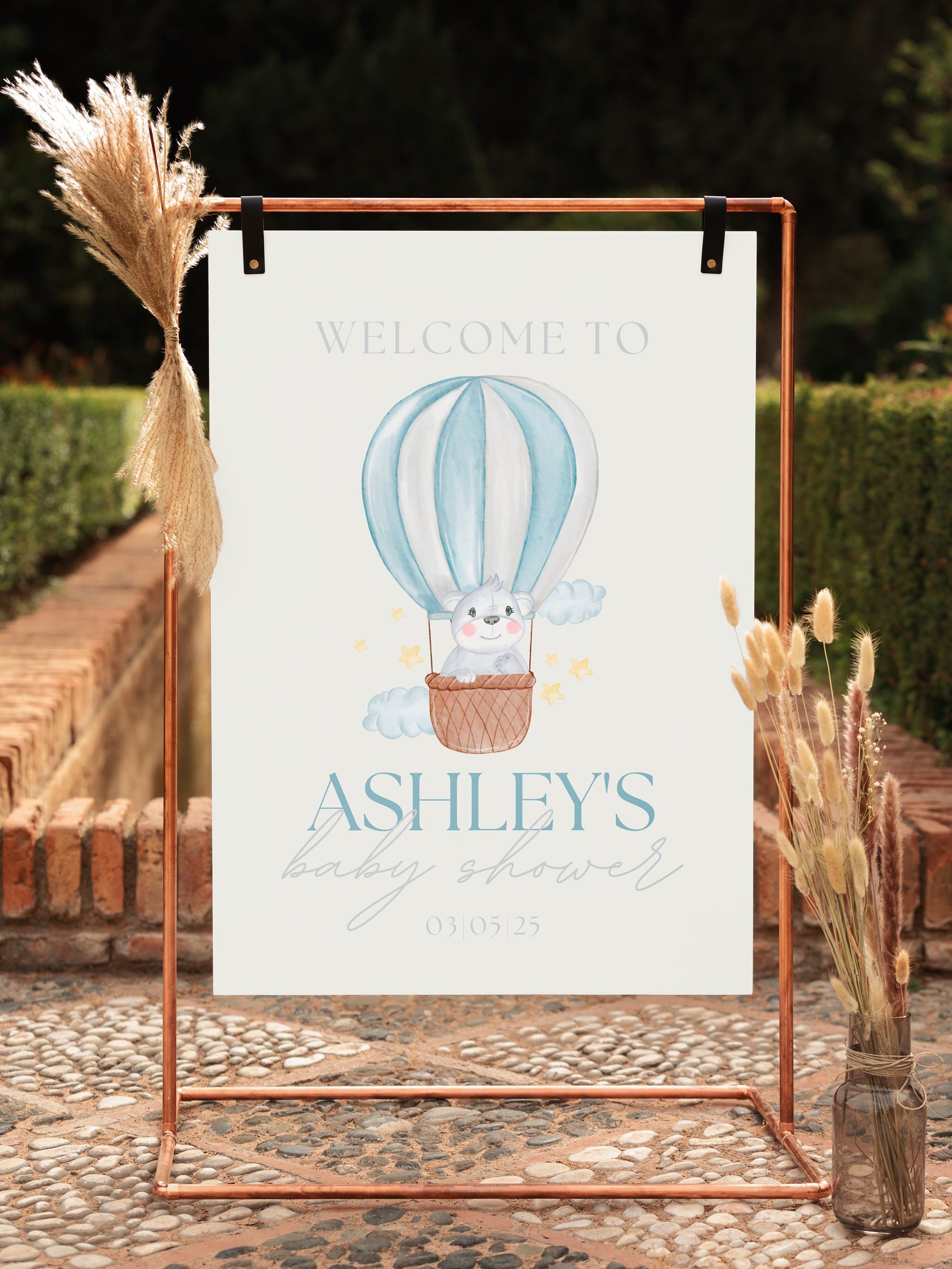 Hot Air Balloon Boy Baby Shower Welcome Sign, Boy Shower Welcome Sign ...