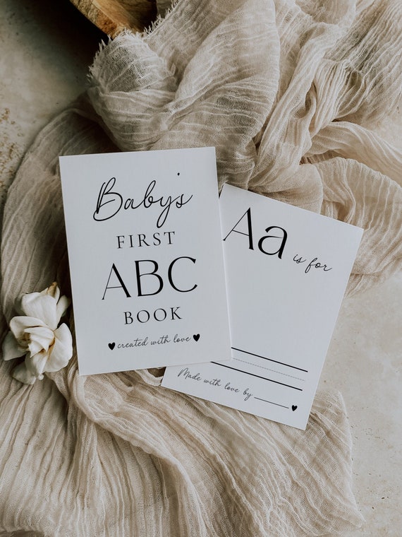 Baby Shower ABC Book, First Alphabet Book, Baby's First ABC Book, Minimalist Baby Shower ABC Game Template, A-Z Editable Game Template