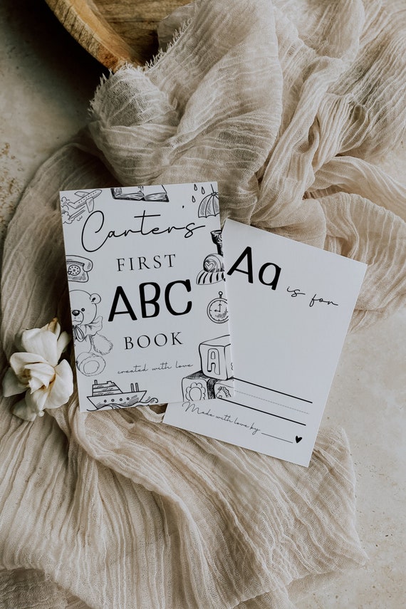 Baby Shower ABC Book, First Alphabet Book, Minimalist Baby Shower ABC Game Template, A-Z Editable Game Template, Fun Shower Game, SCRIPT