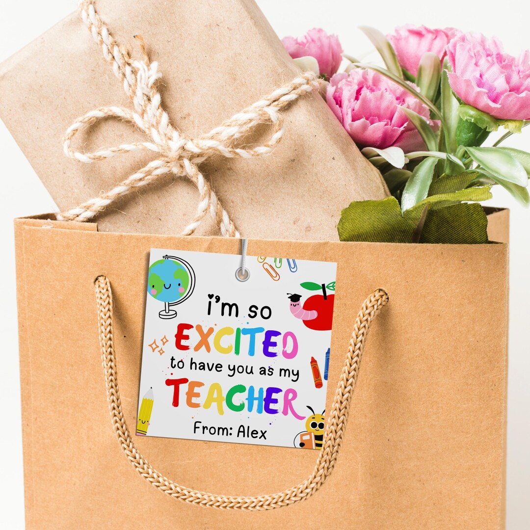 First Day of School Teacher Gift Tag, Printable Teacher Gift Tag, Back ...