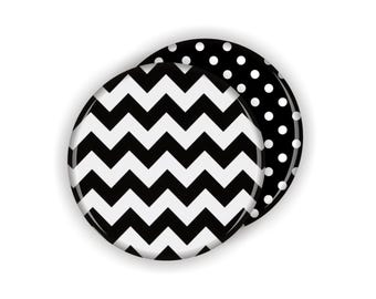 Black and White Pattern Coaster Set, Modern Drink Coasters