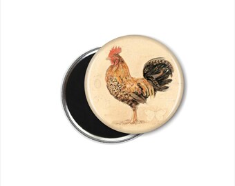 Country Rooster Magnet Set, Set of Four Rooster Magnets