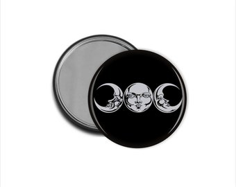 Triple Moon Pocket Mirror, Witchy Goddess Mirrors and Key Chains