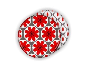 Retro Red Coaster Set, Red Pattern Coasters