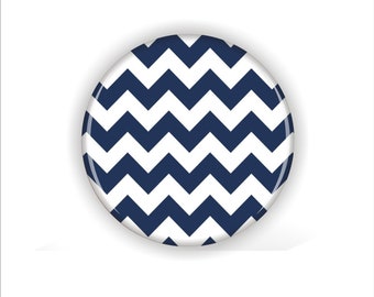 Navy and Orange Coaster Set, Set of Four Chevron Pattern Coasters