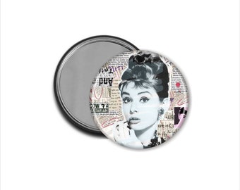 Audrey Hepburn Pocket Mirror; Beauty, Movie Star, Make-Up Mirror