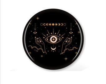 Sees All Knows All Coaster Set, Witchy Dark Celestial Coasters