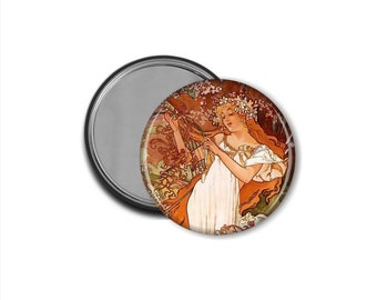 Persephone in Spring Pocket Mirror, Art Nouveau Beauty Mirror