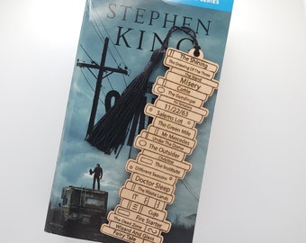 Stephen King Books Bookmark: Laser Engraved Wood Book Tracker