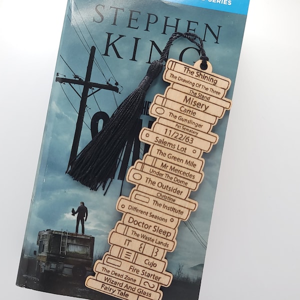 Stephen King Books Bookmark: Laser Engraved Wood Book Tracker