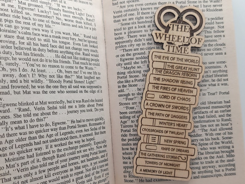 The Wheel of Time Bookmark: Laser Engraved Wooden Book Tracker image 1