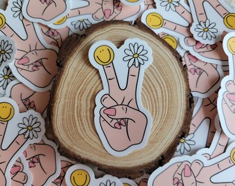 Peace Sign Vinyl Sticker: Boho Flower Power, Waterproof