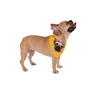 A pug wearing a flower crown Pet Bandana