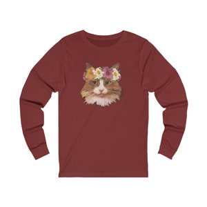 A cat wearing a flower crown Unisex Jersey Long Sleeve Tee