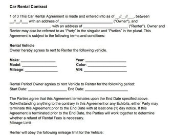 Car Rental Agreement Template l Attorney-Written Editable Instant Download l Easy and Customizable Car Rental Form