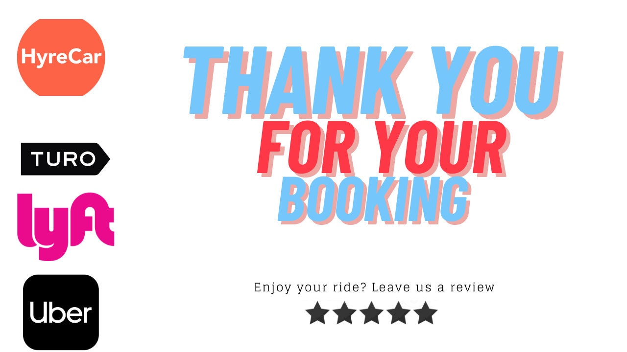 Turo Car Ride Rental Business Thank You Greeting Guest Card Flyer l Instant Download l Uber, HyerCar, Lyft Thank You Card l Editable Canva