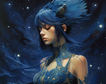 Blue Avian Starseed Spirit Companion - Male - Female -Tell me Your Desired Companion