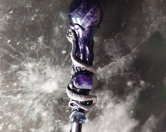 Wand for Witches & Warlocks - Amethyst - Enhanced for Stronger Spellcasting and Cleansing Your Tools for Witchcraft