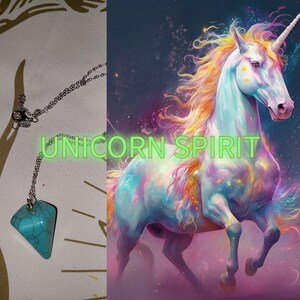 Unicorn Spirit Companion with Direct Binding Turquoise Pendulum Necklace