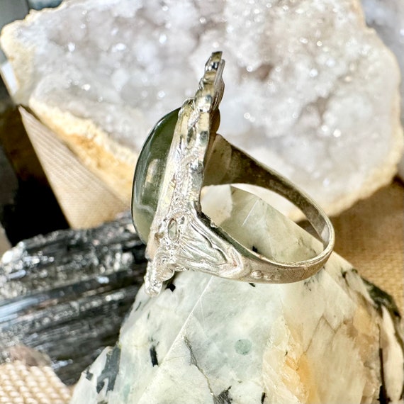Art Deco Nephrite Jade and Marcasite Ring - image 4