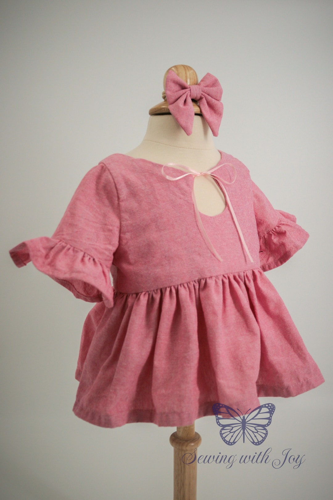 Pink Baby Peplum Top Keyhole Opening With Matching Bow 12 Etsy
