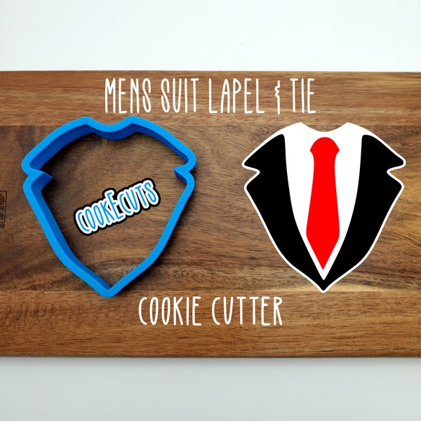 Mens Suit Grooms Suit Lapel & Tie Cookie Cutter - Wedding collection cookie cutter