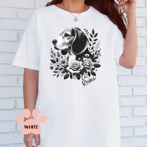 Beagle Comfort Colors® T-Shirt, Personalized Beagle Dog Mom Gift, Custom Pet Portrait Shirt, Dog Lover Floral Tee, Pet Portrait Shirt