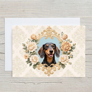 Cartes de voeux florales pour chien teckel, carte de remerciement teckel, lot de cartes pour les amoureux des chiens, motif floral, anniversaire d&#39;animal de compagnie, célébrations saisonnières
