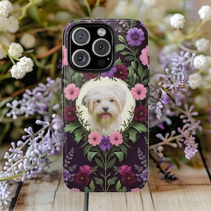 Custom Pet Floral Phone Case Using Pet Photo, Custom Dog Phone Case Custom Cat Phone Case Personalized Phone Case Cat iPhone Case