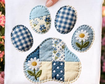 Patchwork Floral Paw Print Graphic (Digital Design)
