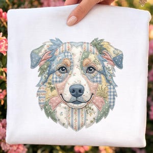Australian Shepherd Dog Faux Patchwork PNG | Cottagecore Quilt Style Clipart (Digital Download)