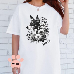Rat Terrier Comfort Colors® T-Shirt, Personalized Rattie Dog Mom Gift, Custom Pet Portrait Shirt, Dog Lover Floral Tee, Pet Portrait Shirt