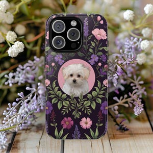 Custom Pet Floral Phone Case Using Pet Photo, Custom Dog Phone Case Custom Cat Phone Case Personalized Phone Case Cat iPhone Case