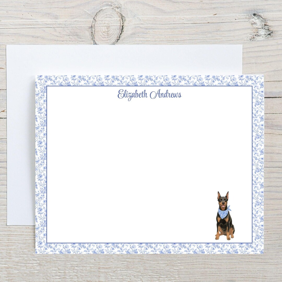 Note Pincher Custom Doberman Pinscher Dog Note Cards Set, Personalized Dog Notecard ...