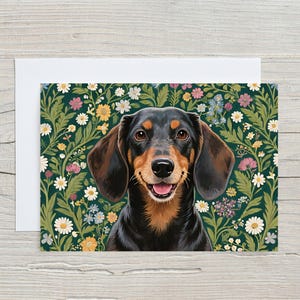 Cartes de voeux florales pour chien teckel - paquet de cartes pour les amoureux des chiens, design floral, anniversaire d&#39;animal de compagnie, merci, célébrations saisonnières