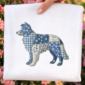 Border Collie Dog Faux Patchwork PNG | Cottagecore Quilt Style Clipart (Digital Download)