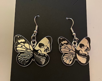 Skeleton Butterfly Dangle Earrings