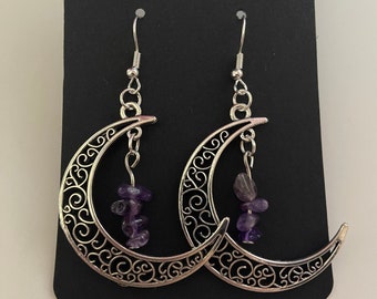 Crystal Crescent Moon Earrings