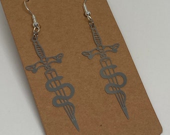 Thin Snake & Sword Earrings