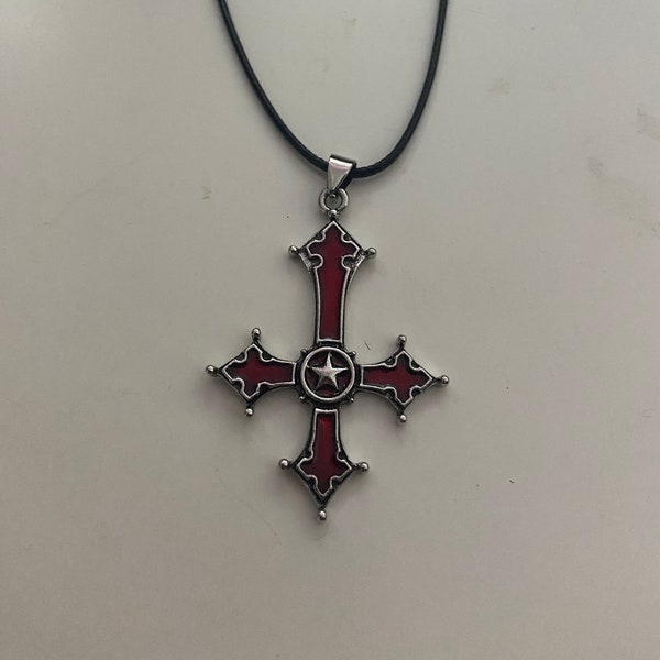 Upside Down Red Cross Necklace