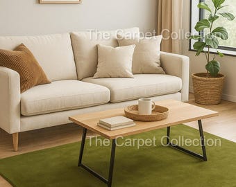 Solid Milano Green Hand-Tufted Minimalist Living Room Bed Room Carpet Custom Size Plain Rug Modern Style Floor Decor 5x8 8x10 9x12 10x14