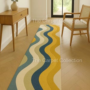 Hand-Tufted Modern Wavy Runner Rug Custom Size Area Rugs 100% Wool for Living room Bed Room Kids Room Hallway Kitchen Office Entryways